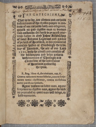 Title Page of The Catechisme, 1552 by Scottish School